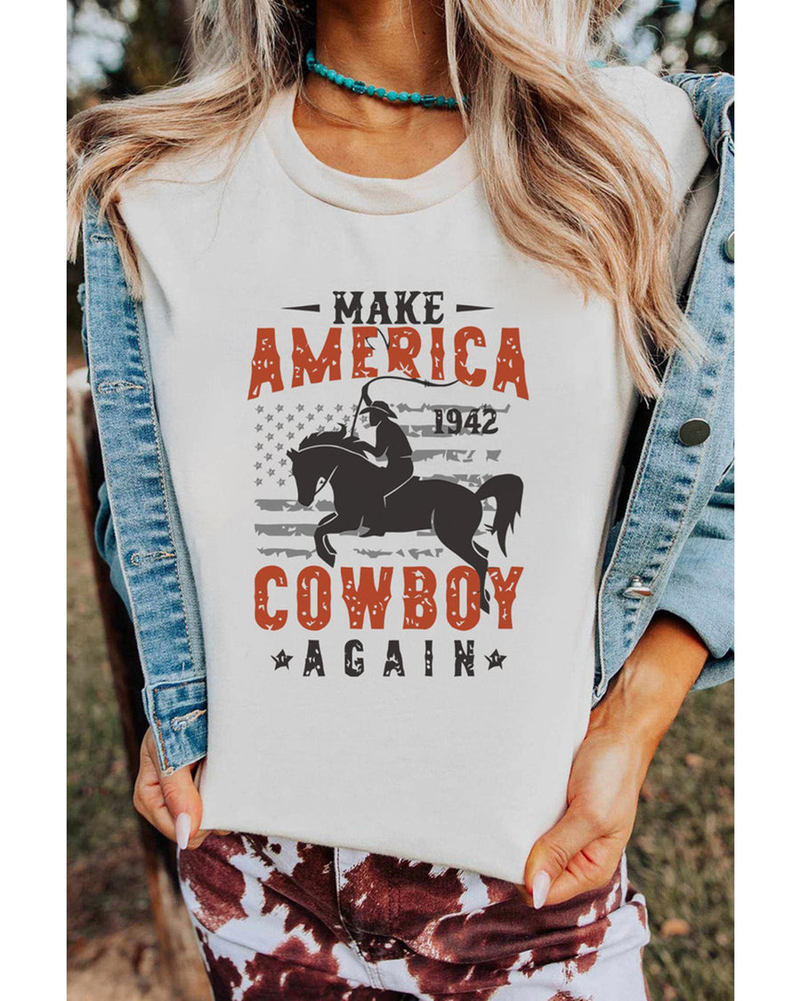 Azura Exchange Cowboy Graphic Print Crew Neck T-Shirt - XL