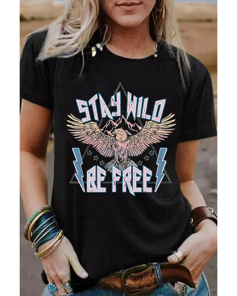 Azura Exchange Eagle Graphic Print Crew Neck T-Shirt - M