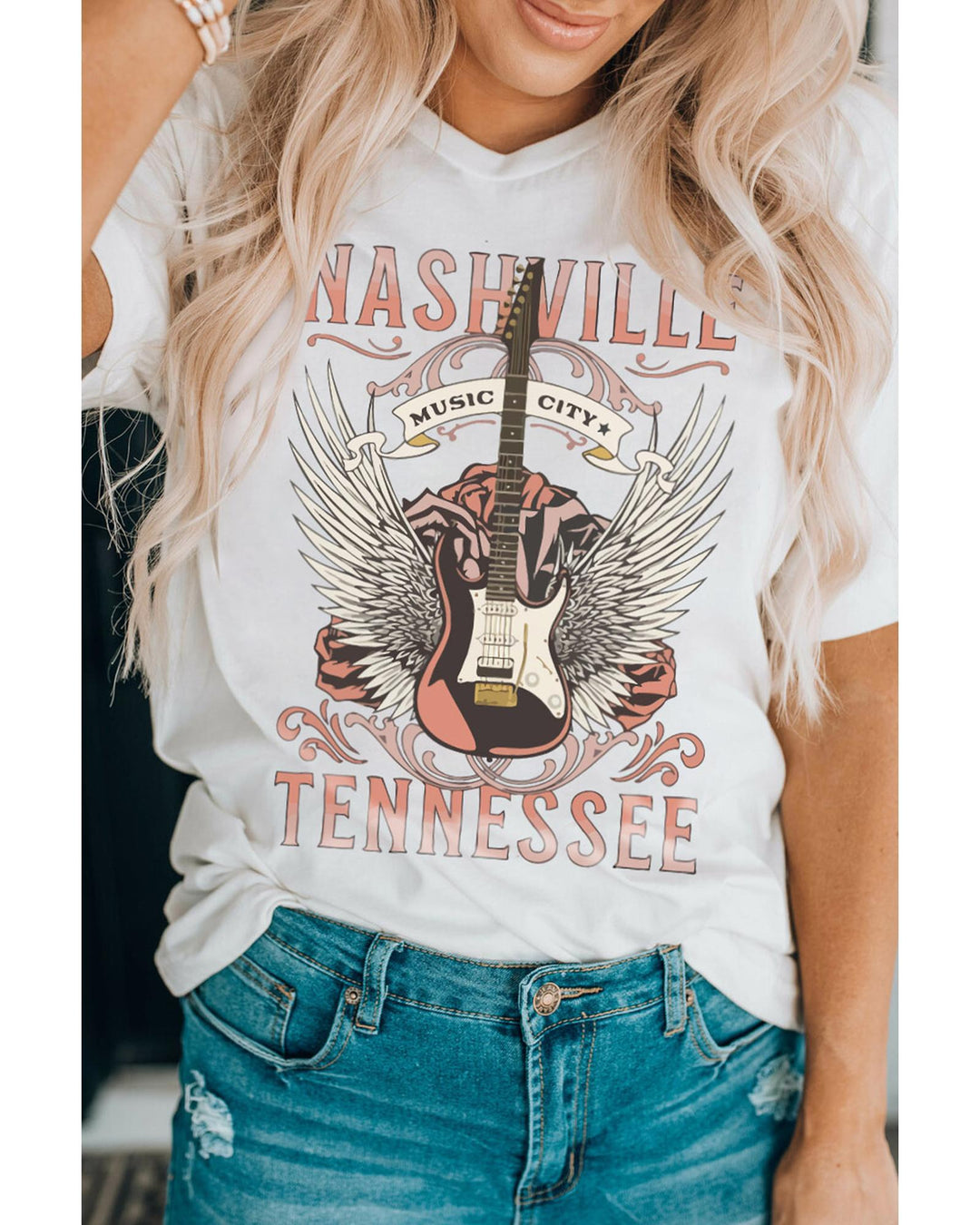 Azura Exchange Music City Guitar Graphic Print Tee - XL