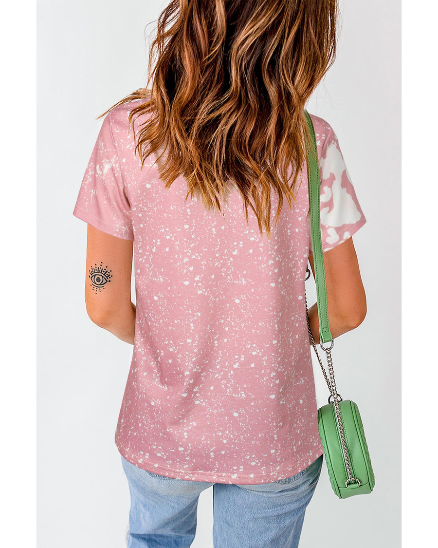 Azura Exchange Bleached Print Short Sleeve T Shirt - XL