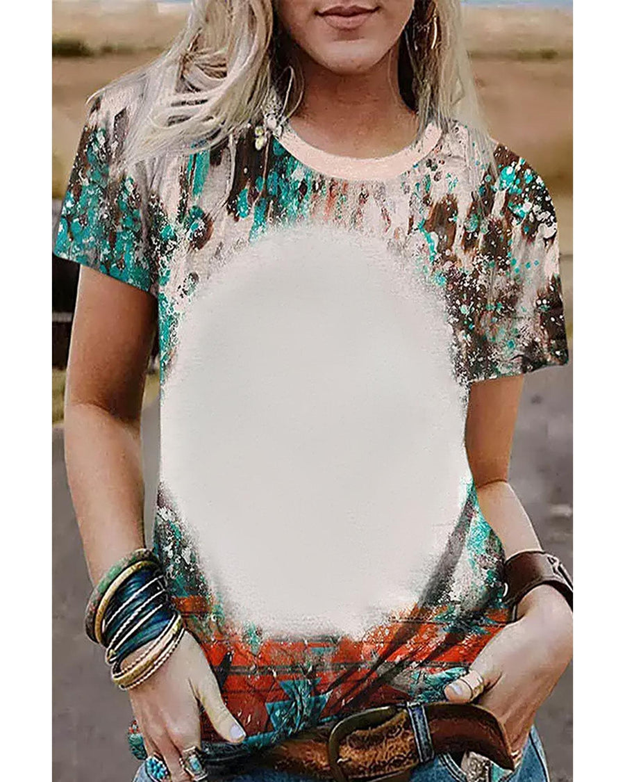 Azura Exchange Bleached Western Print Blank Graphic T-Shirt - L