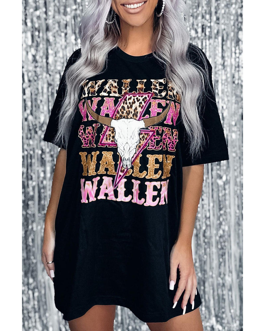 Azura Exchange Wallen Cowskull Graphic Oversized Tee - XL