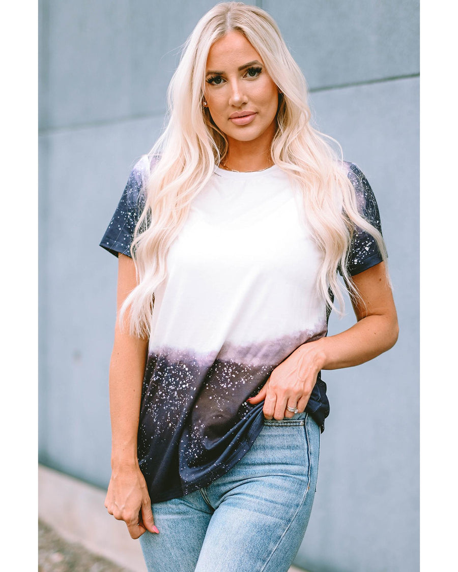 Azura Exchange Bleached Print Short Sleeve Crewneck Top - XL