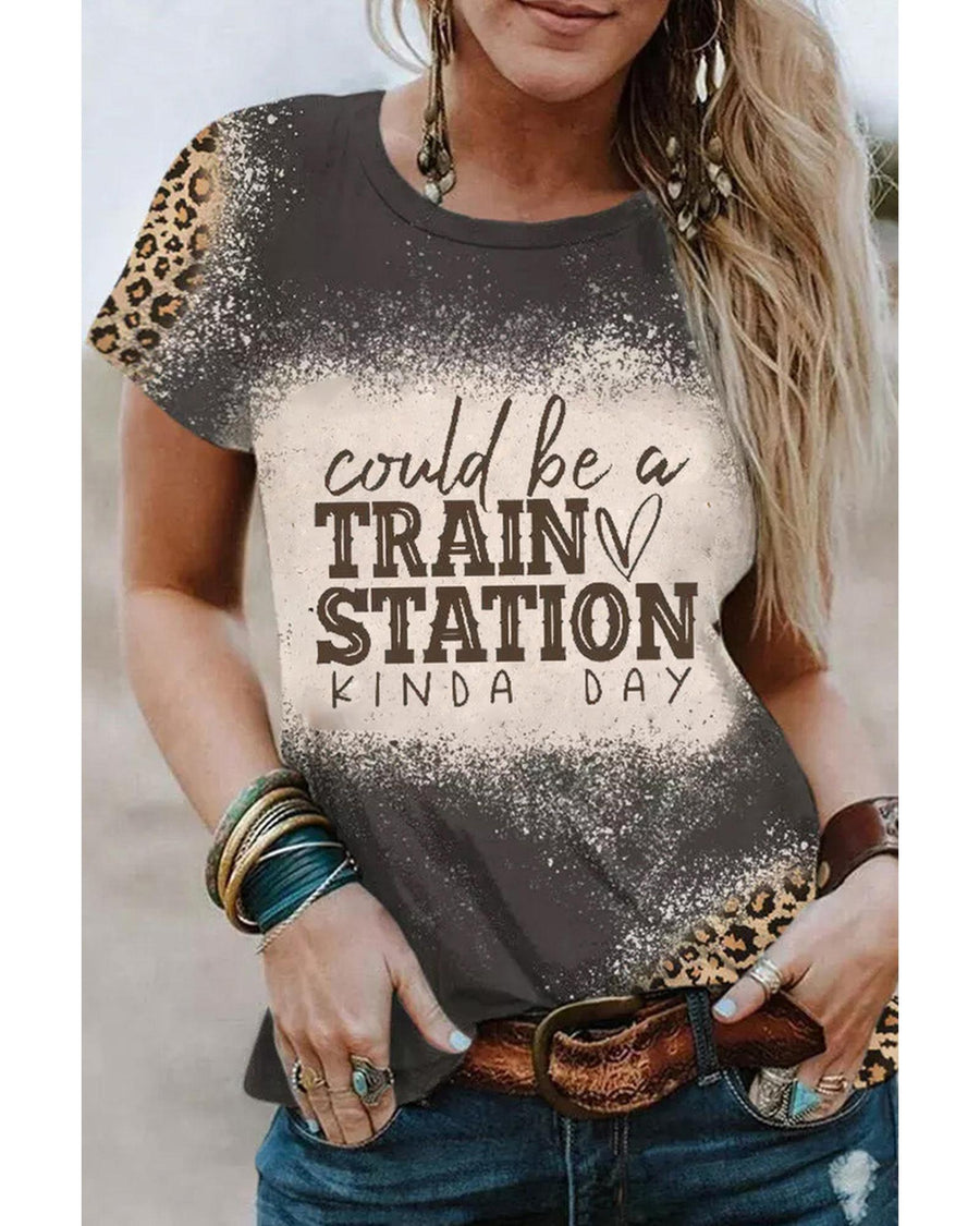 Azura Exchange Leopard Bleached Print Graphic T-Shirt - S