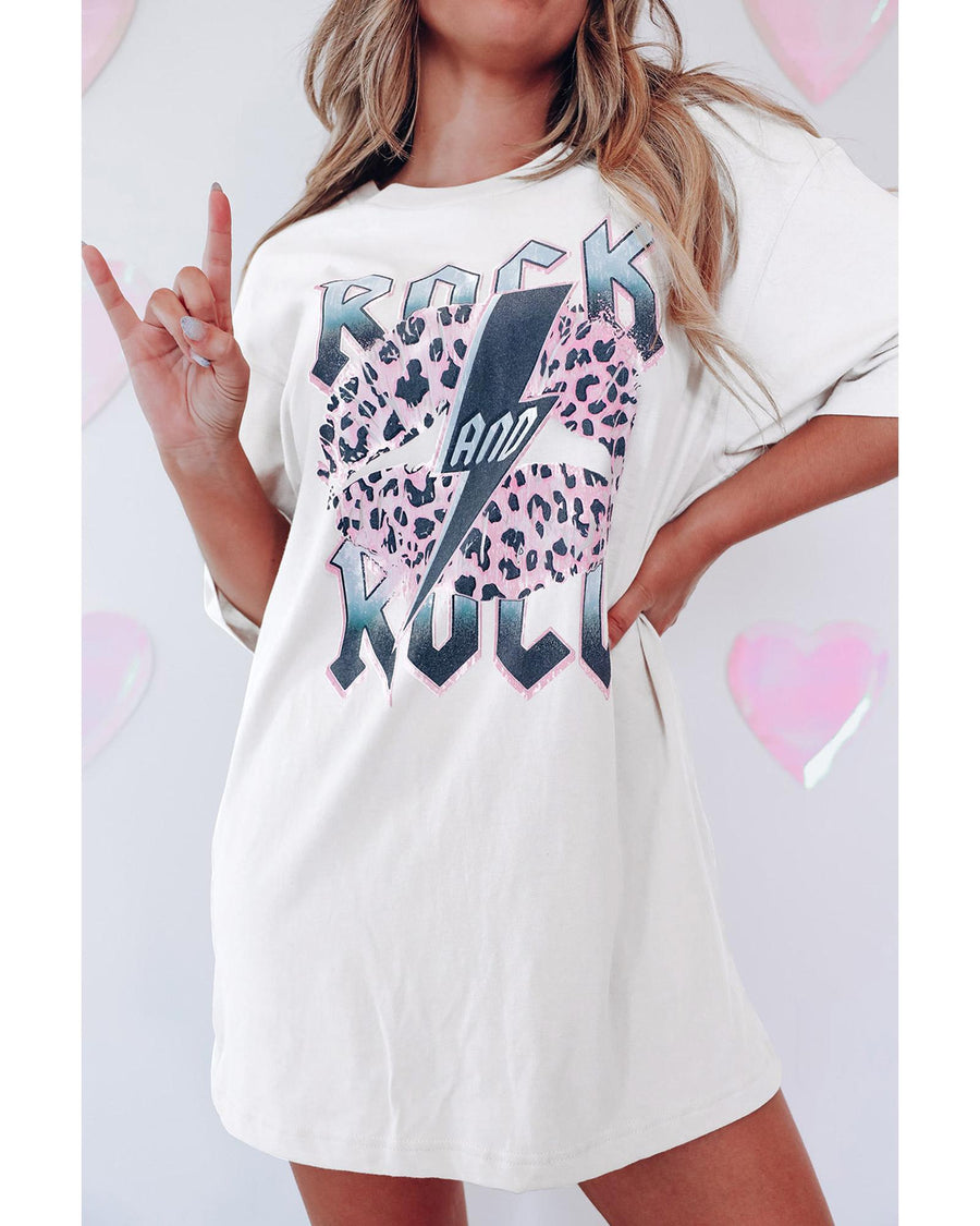 Azura Exchange Leopard Lip Lightning Oversized Graphic Tee - L