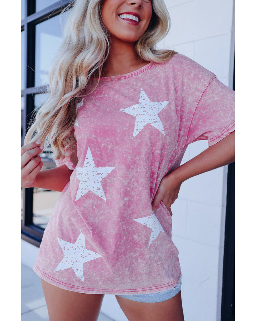 Azura Exchange Star Printed Mineral Wash Graphic Tee - S