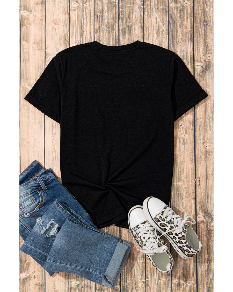Black Sparkle Rhinestone Smile Face Graphic T Shirt - 2XL