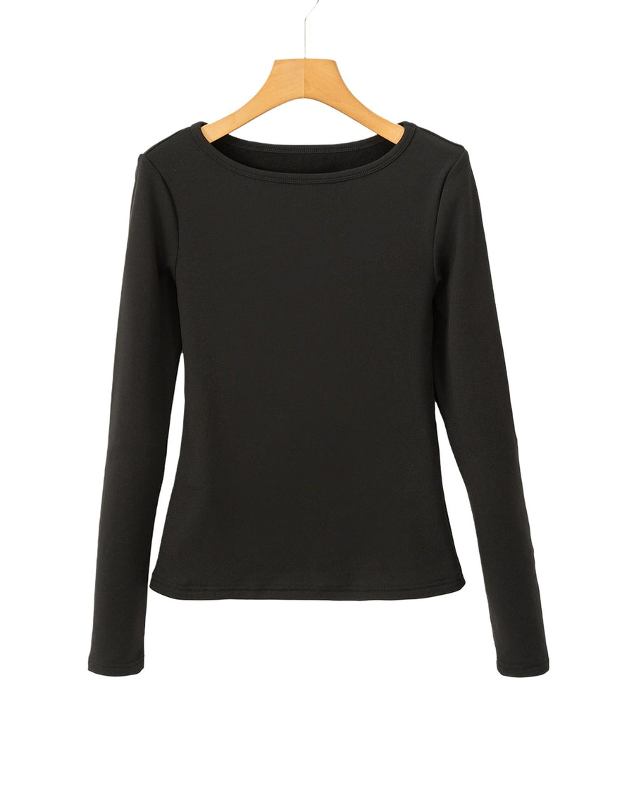 Black Fleece Lined Slim Fit Long Sleeve T Shirt - XL