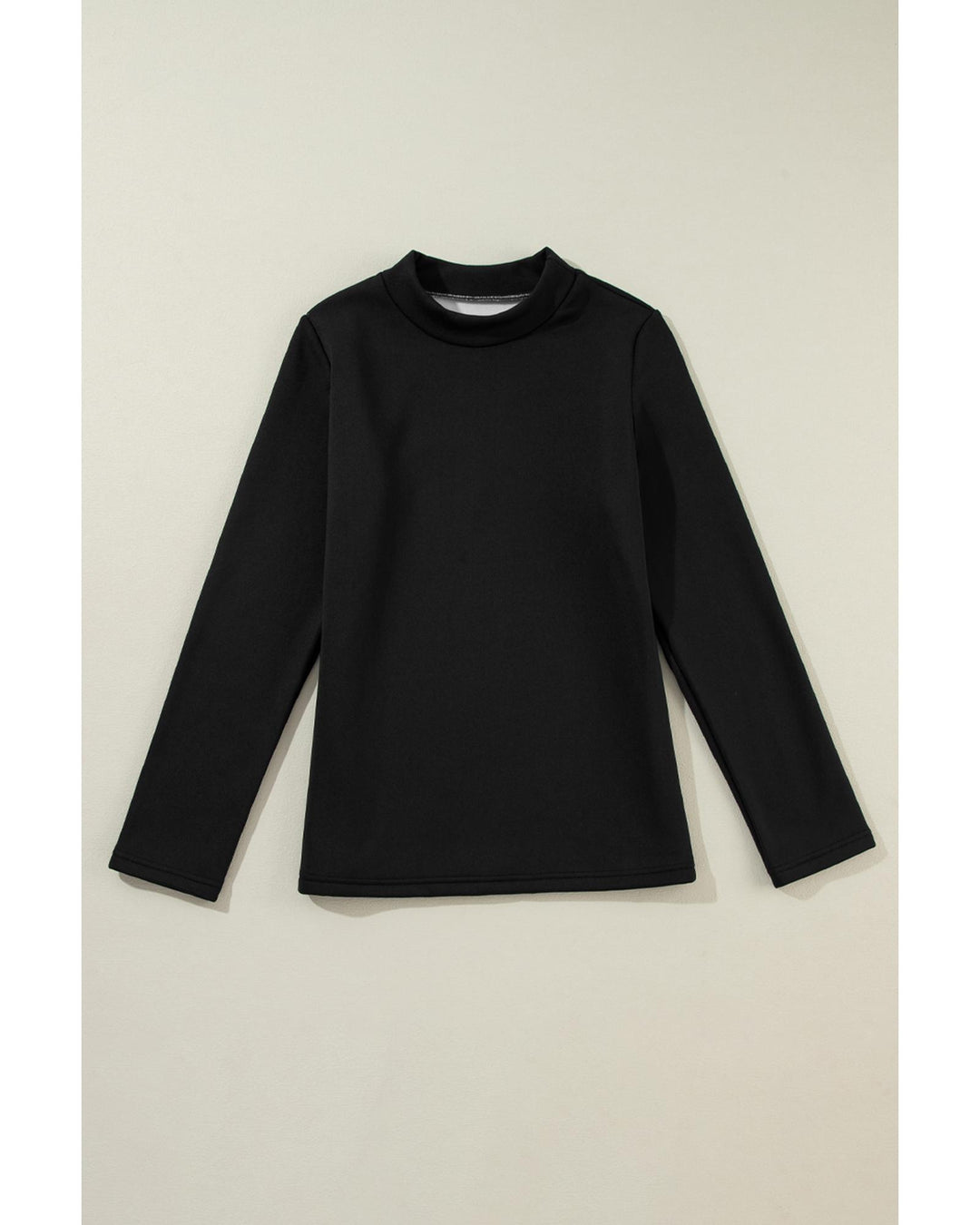 Black Mock Neck Thermal Lined Long Sleeve Tee - M