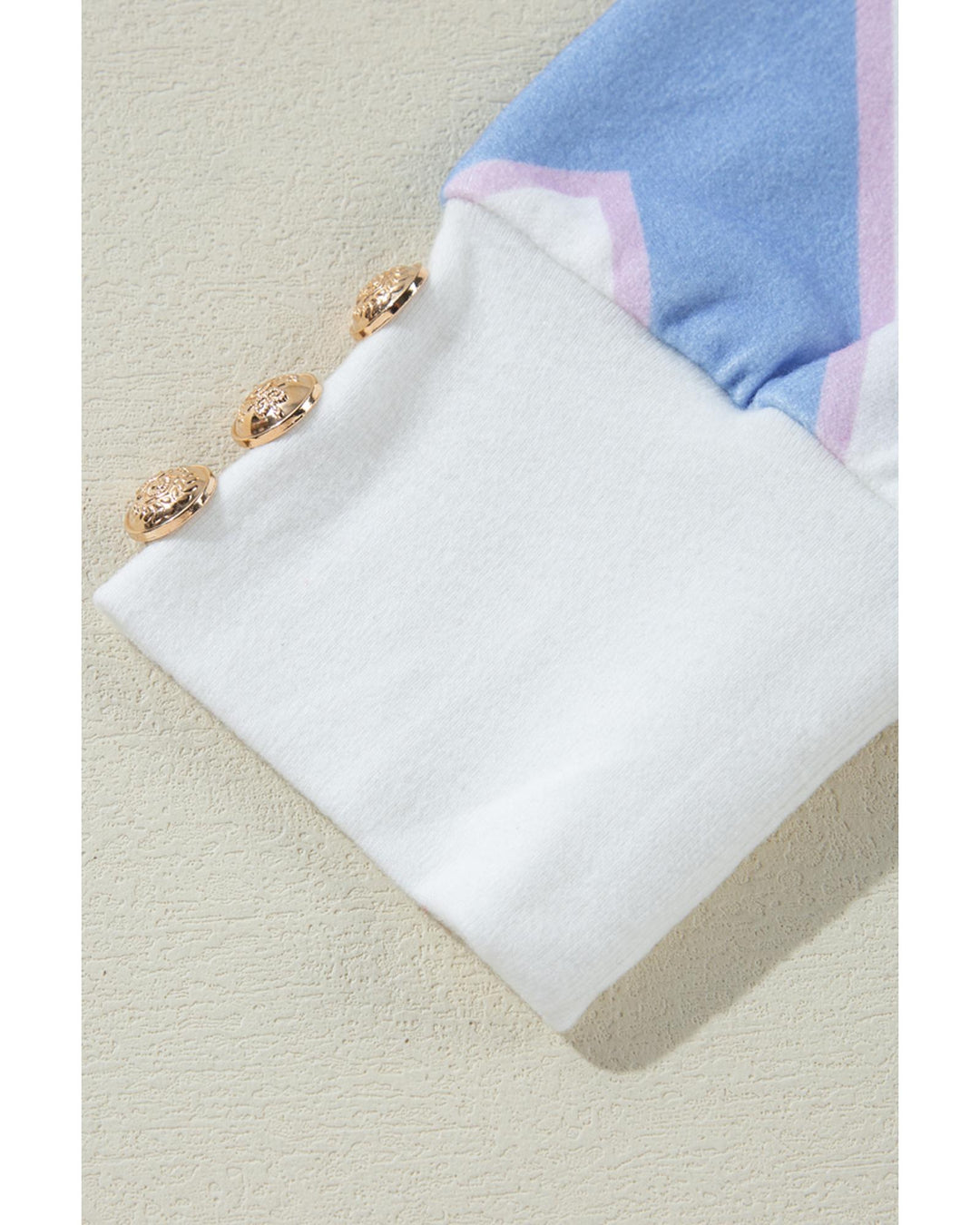 Sky Blue Zigzag Striped Print V Neck Oversized Top - L