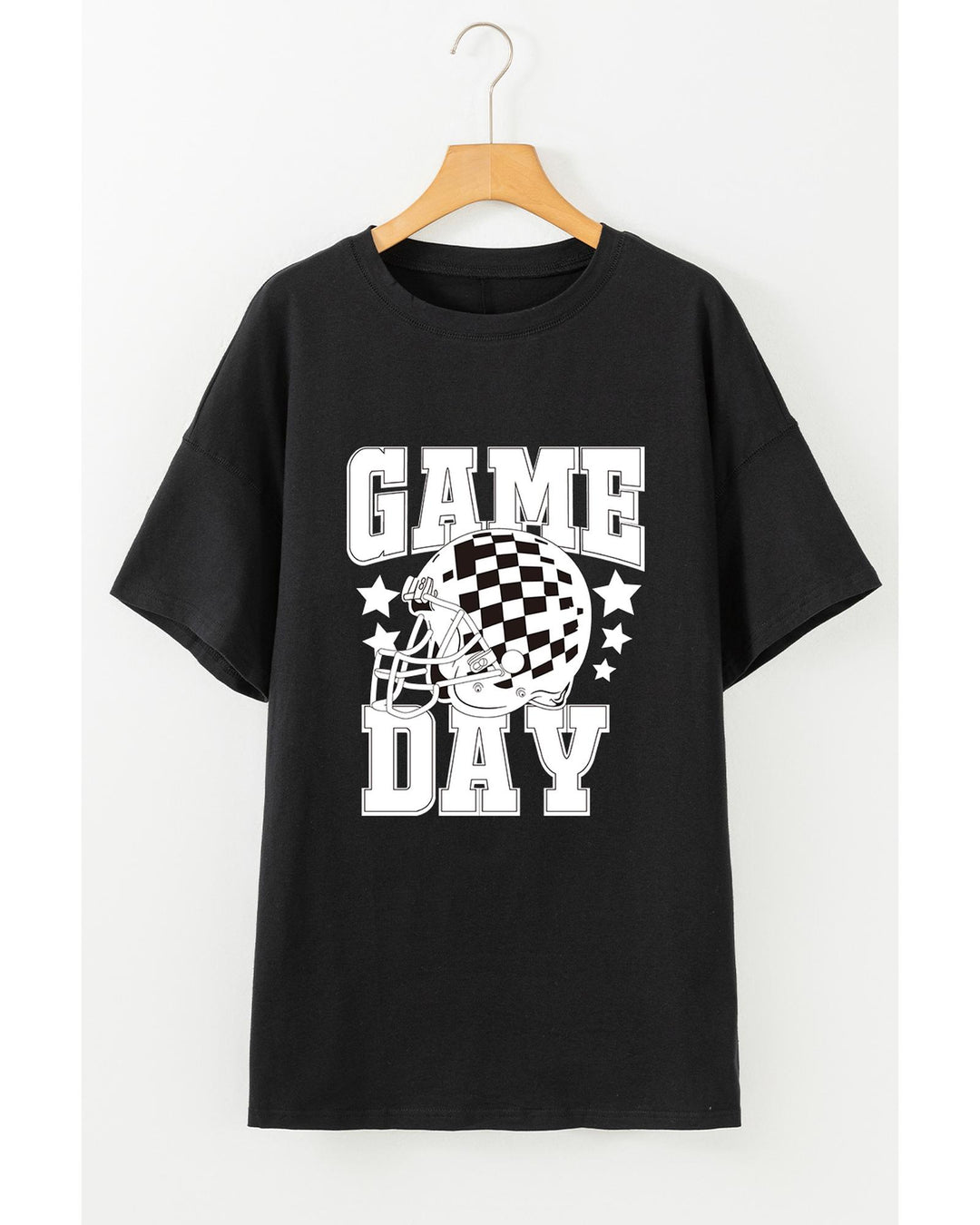 Black GAME DAY Checkerboard Rugby Football Helmet T Shirt - S