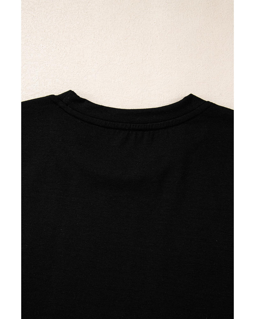 Black Santa Claus Leopard Bow Print Crew Neck Casual T Shirt - M