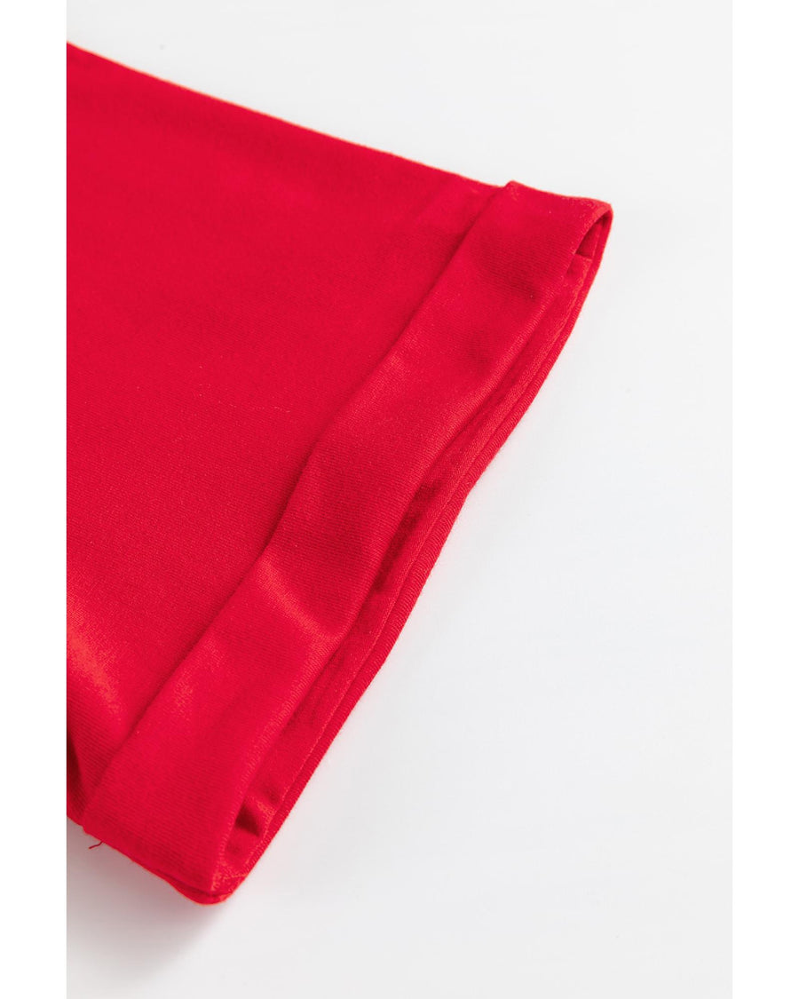 Red Christmas MERRY Graphic Cuffed Sleeve T Shirt - L