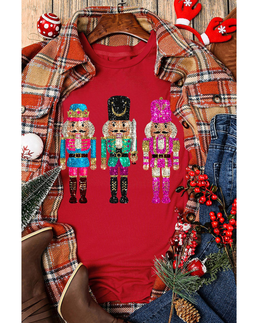 Red Nutcracker Printed Crewneck T Shirt - M