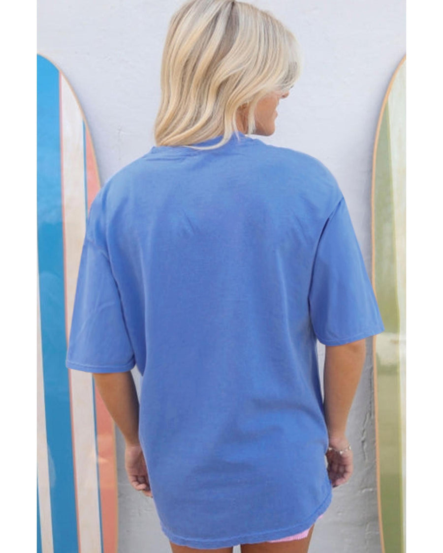 Sky Blue Rodeo Forever Western Graphic Tee - L