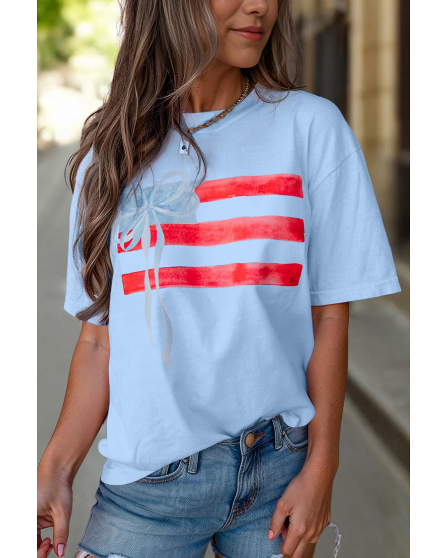 Myosotis Flag Bow Graphic Crewneck Tee - XL