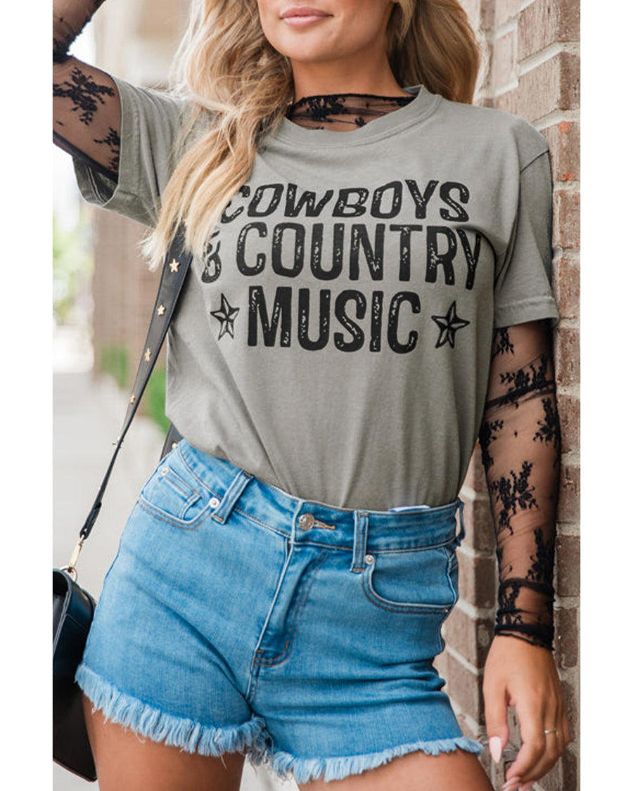 High Cowboys & Country Music Graphic Crew Neck T Shirt - L