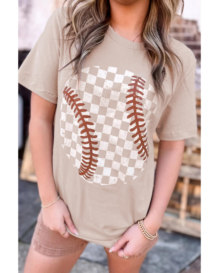 Jet Stream Checkered Baseball Graphic Tee - L