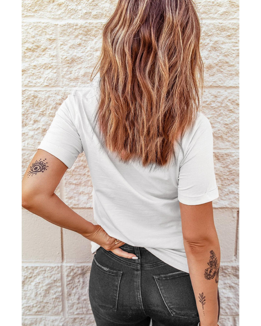 White Leopard LOVE Double Heart Printed Valentines Graphic Tee - M