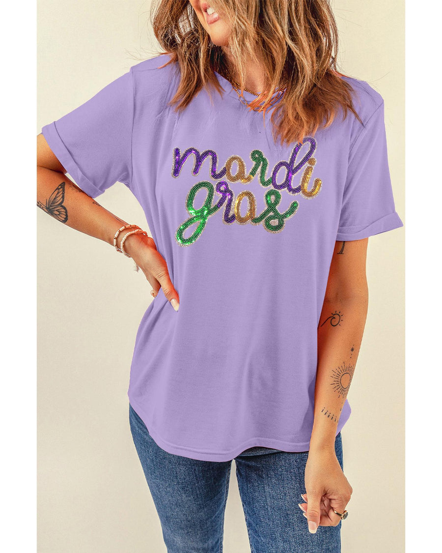 Wisteria Sequin mardi gras Graphic T Shirt - XL