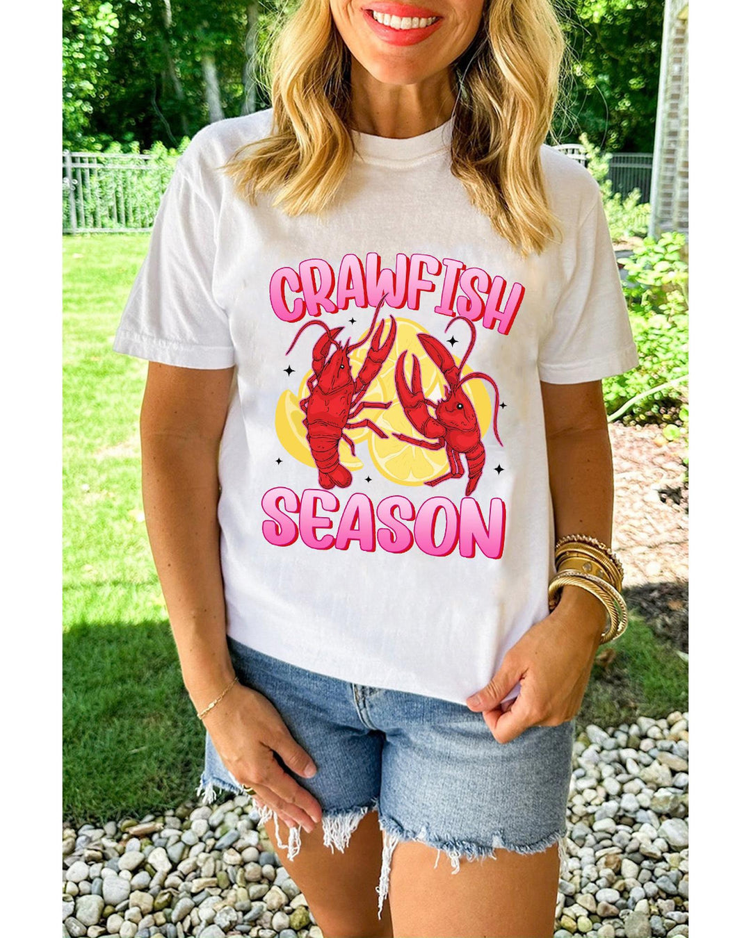 White CRAWFISH SEASON Lemon Spice Graphic Tee - 2XL