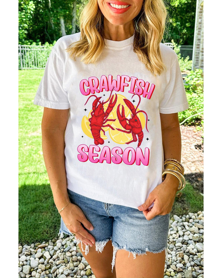 White CRAWFISH SEASON Lemon Spice Graphic Tee - 2XL