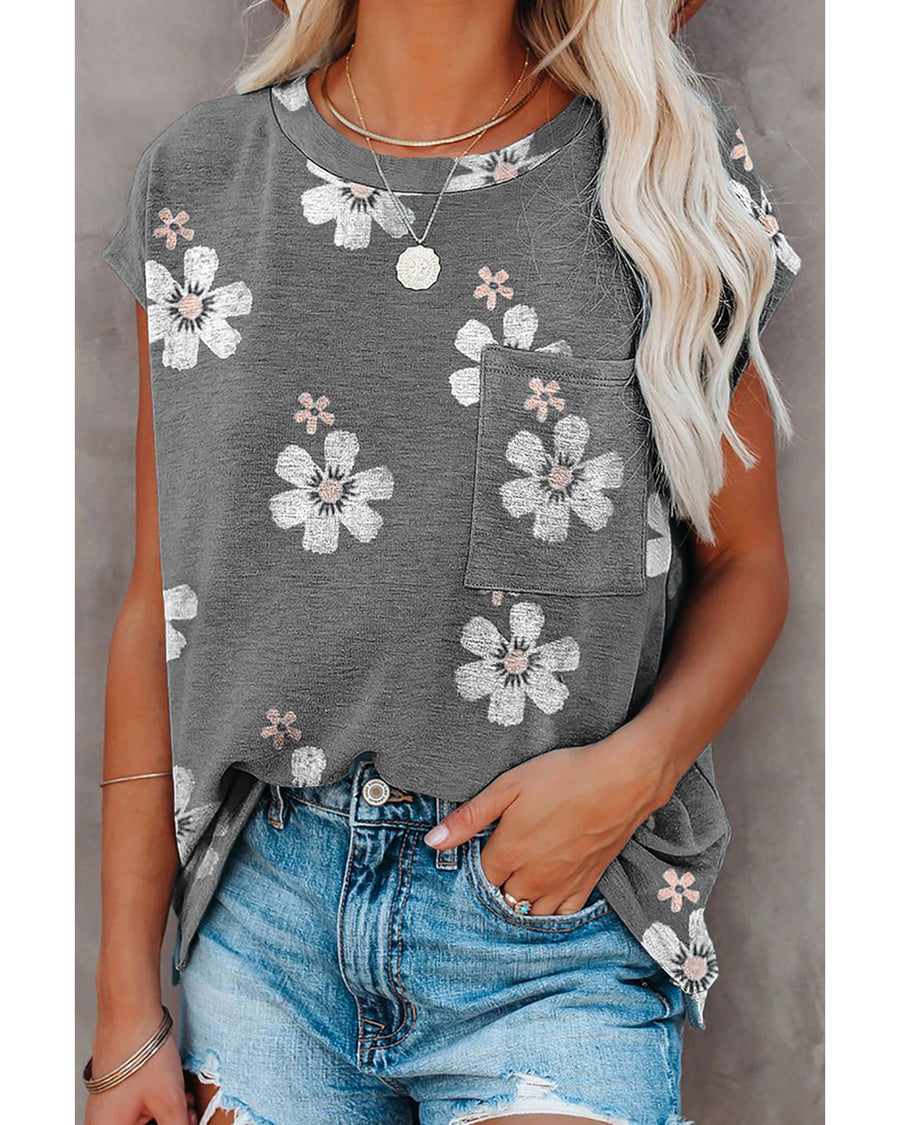 Azura Exchange Cap Sleeve T-Shirt with Pocket - L