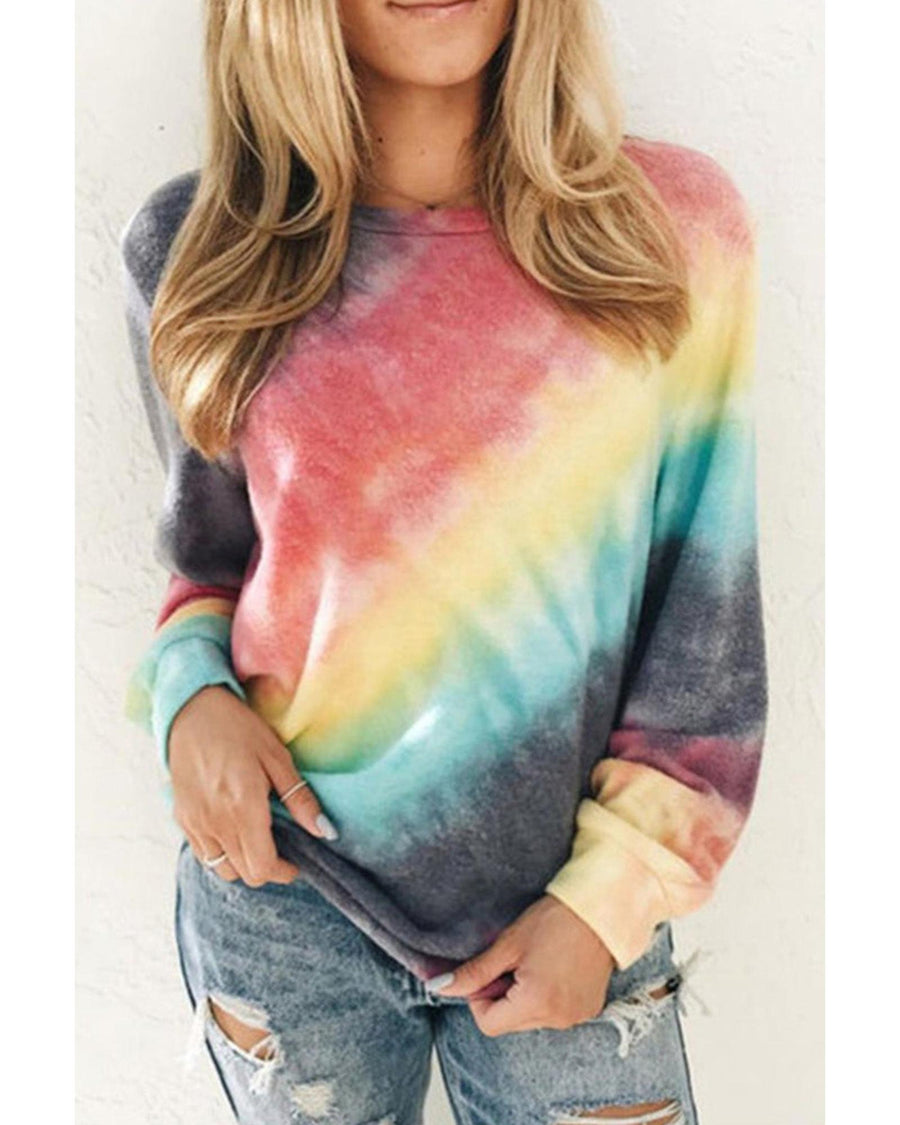 Azura Exchange Red Ombre Tie-Dye Sweatshirt - S