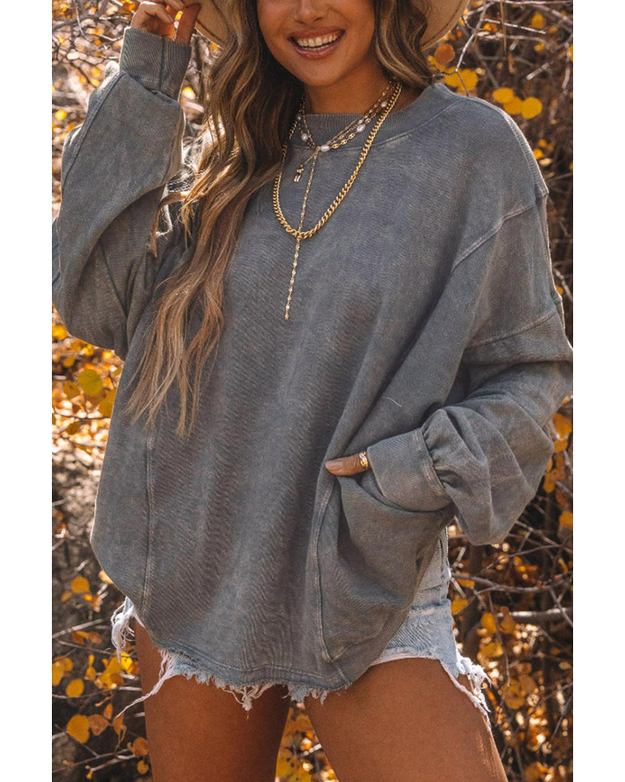 Azura Exchange Open Back Oversized Sweatshirt with Exposed Seam Detail - S