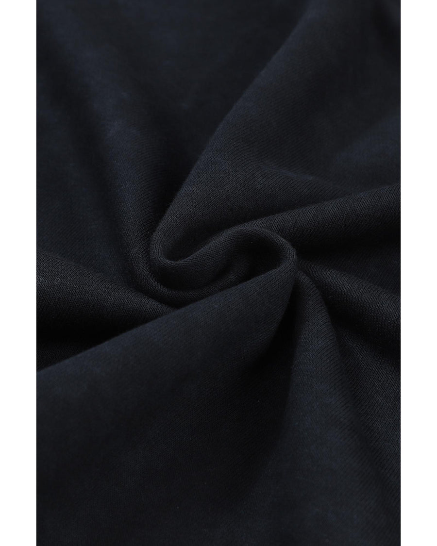 Black Drop Shoulder Crew Neck Pullover Sweatshirt - S