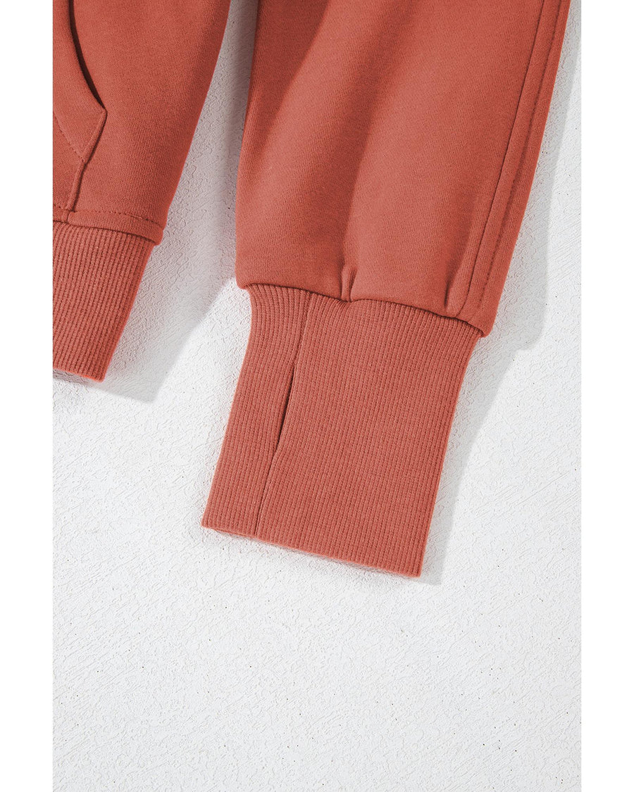 Flamingo Fleece Lined Zip Up Stand Collar Thumbhole Sleeve Sweatshirt - M