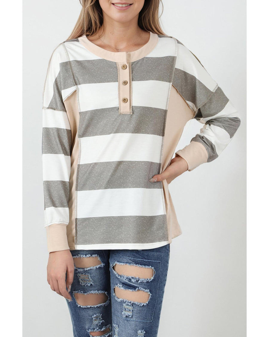 Multicolor Striped Colorblock Patchwork Sweatshirt - XL