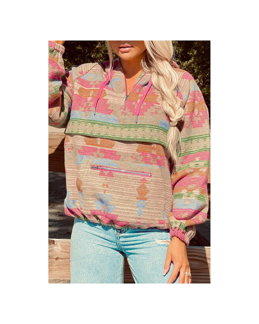 Azura Exchange Printed Kangaroo Pocket Zipped Hoodie - L