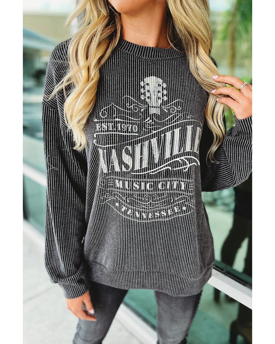 Azura Exchange NASHVILLE MUSIC CITY Corded Graphic Sweatshirt - XL