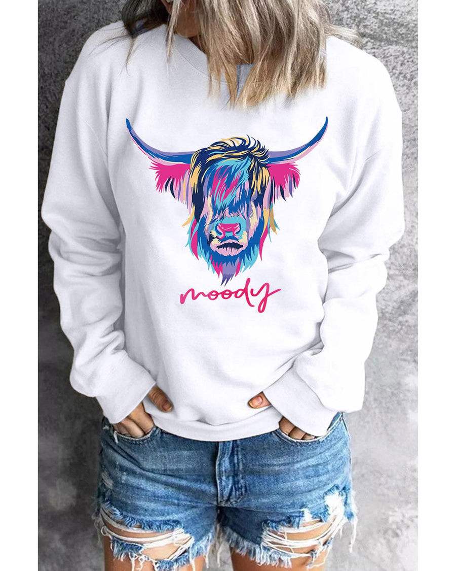 Azura Exchange Highland Heifer Moody Graphic Sweatshirt - L