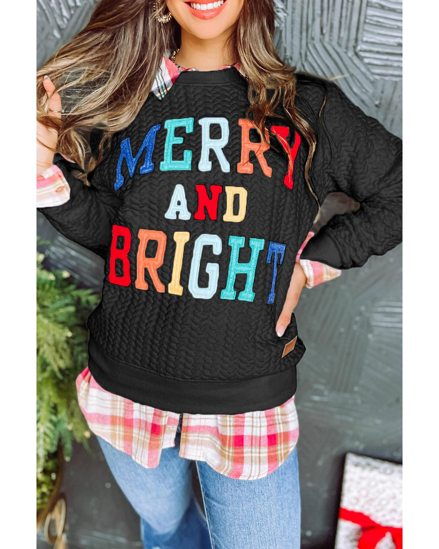 Black Merry And Bright Cable Knit Pullover Sweatshirt - 3XL