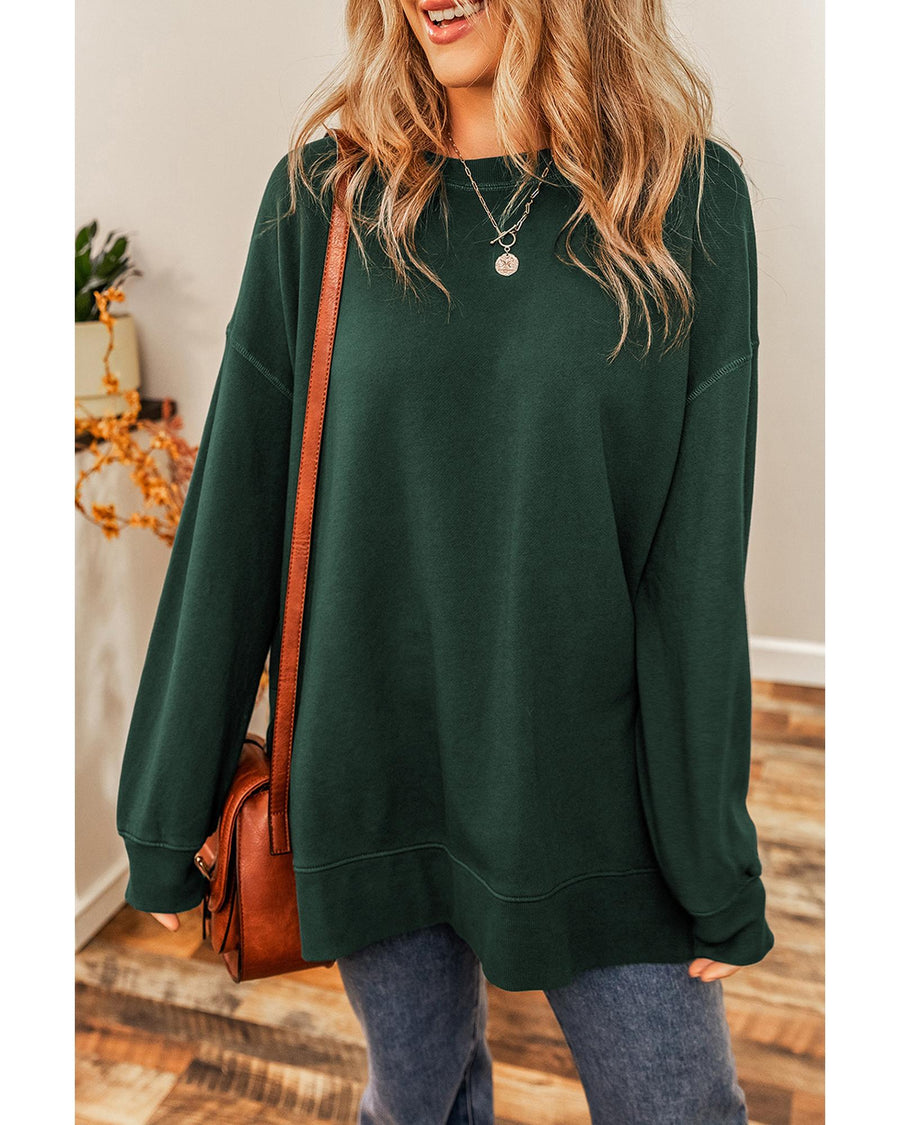 Duffel Oversized Drop Shoulder Split Hem Sweatshirt - M