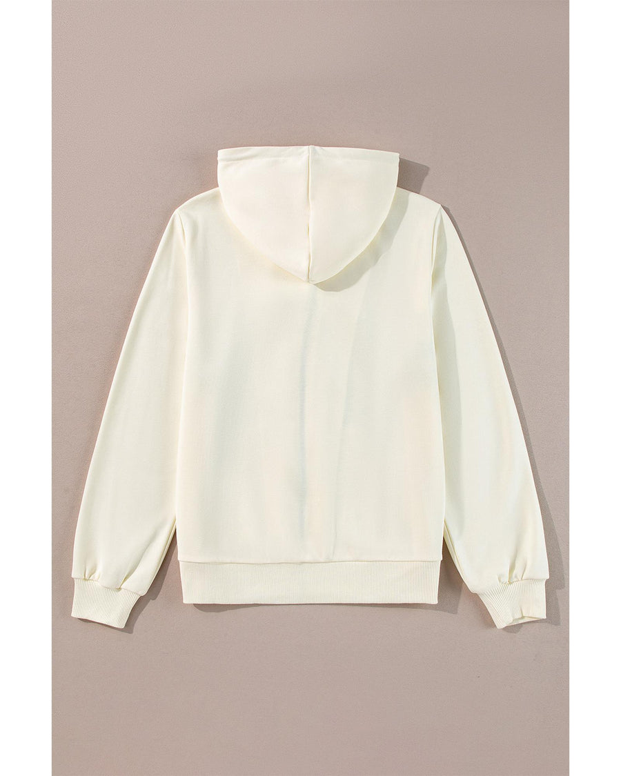 Apricot Colorblock Striped Patchwork Side Pockets Zipper Hoodie - M