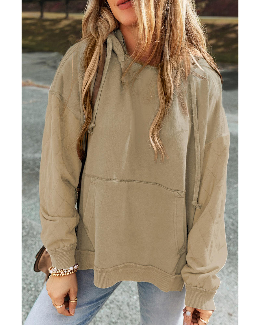 Parchment Quilted Patchwork Exposed Seam Hoodie - S