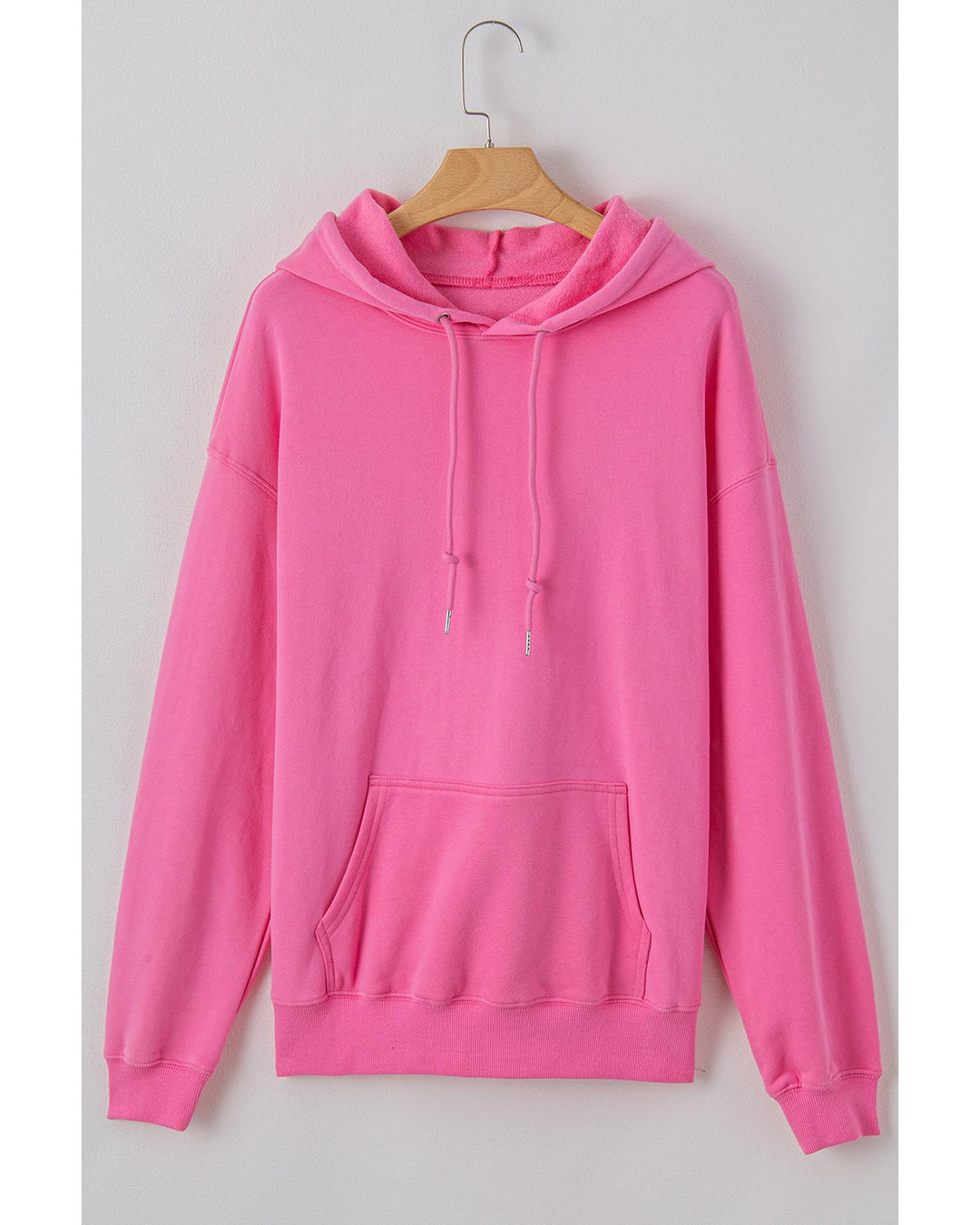 Bonbon Fleece Lined Kangaroo Pocket Drawstring Chunky Hoodie - M