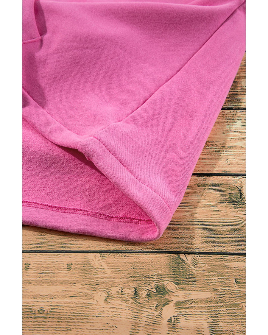 Bonbon Fleece Lined Half Zipper Kangaroo Pockets Loose Hoodie - 2XL