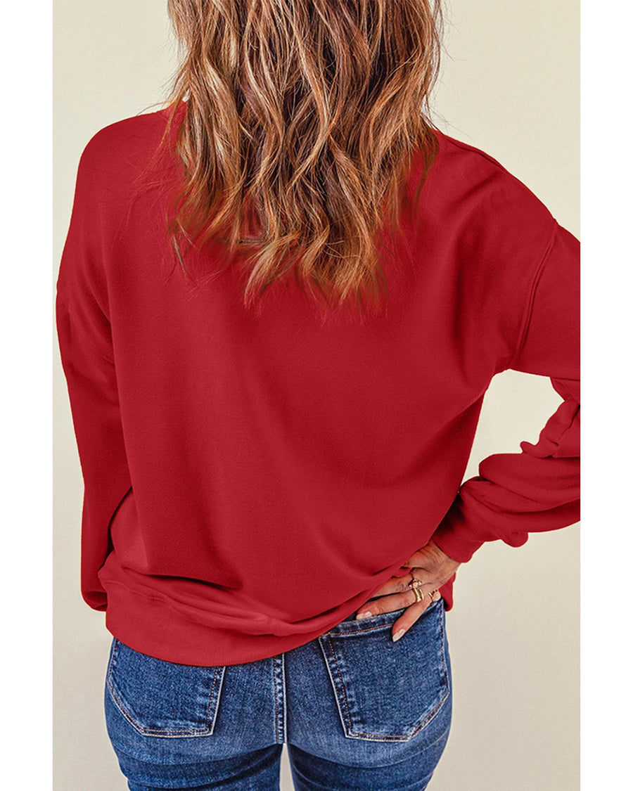 Red Puff XOXO Print Valentines Heart Sweatshirt - XL
