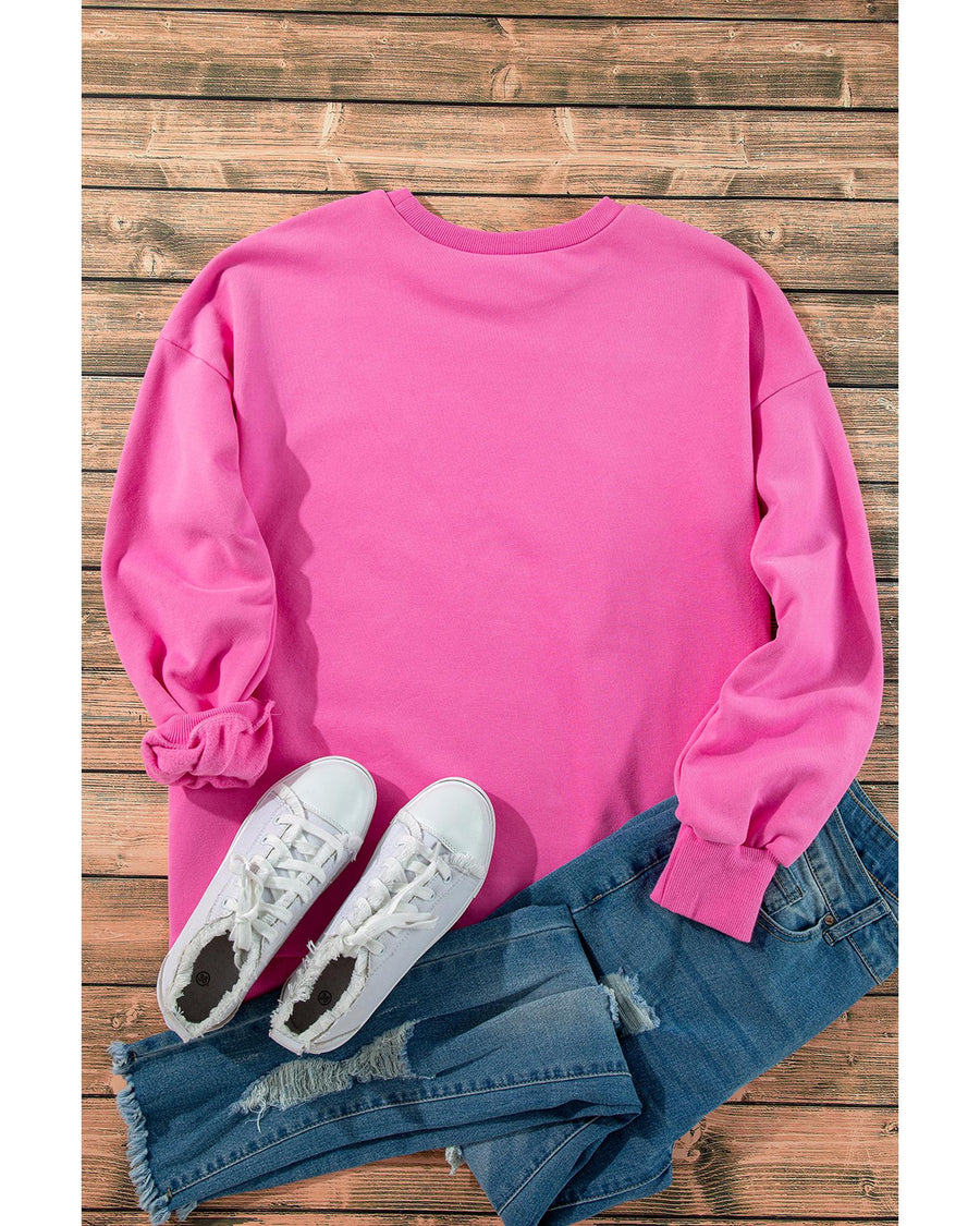 Bonbon Solid Fleece Lined Drop Shoulder High Low Sweatshirt - M