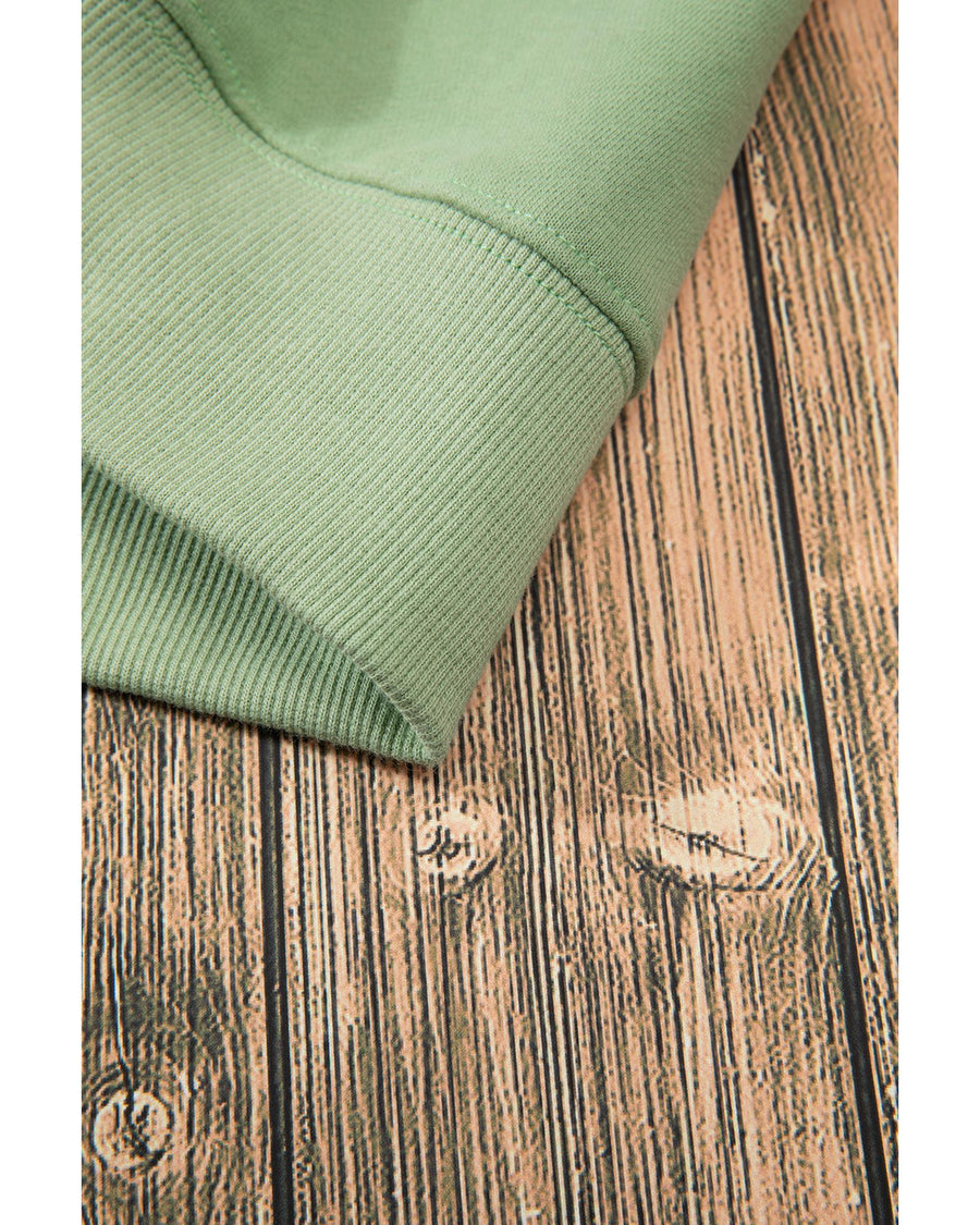 Smoke Green Solid Fleece Lined Drop Shoulder Terry Sweatshirt - XL