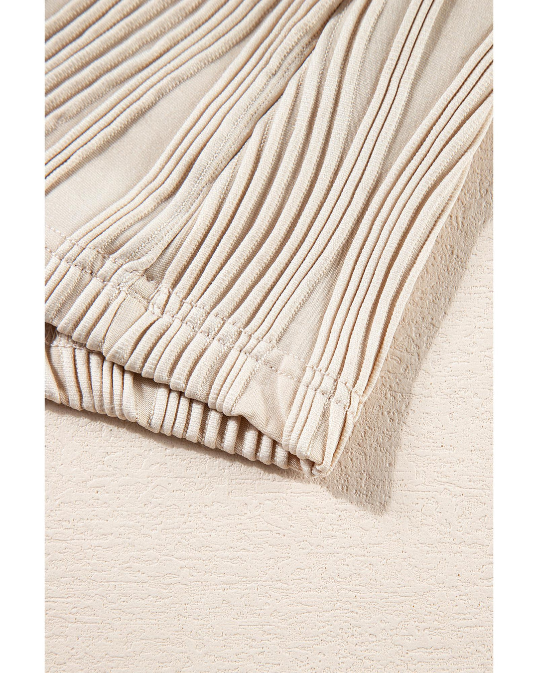 Apricot Textured Wavy Round Neck Long Sleeve Top - S