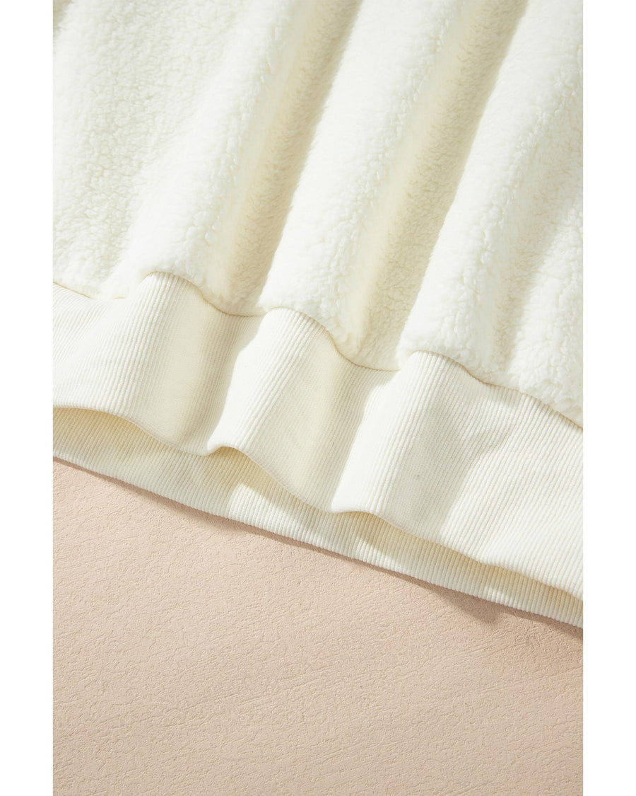 Beige Sherpa HOWDY Patched Pullover Sweatshirt - L