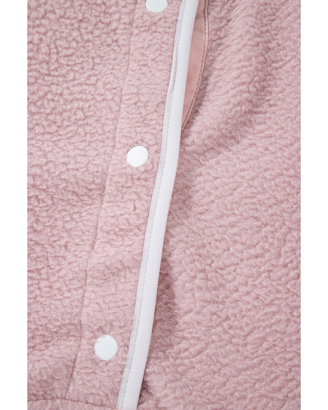 Fushia Stand Neck Half Button Zip Pocket Plush Sweatshirt - L