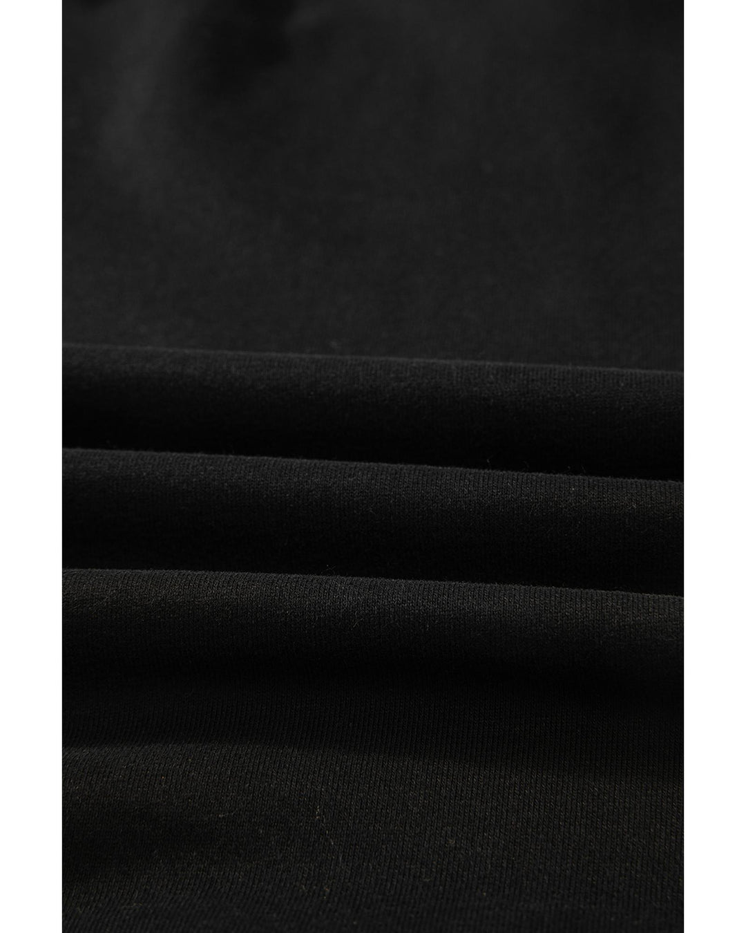 Black Solid O Neck High Low Hem Pullover Sweatshirt - L