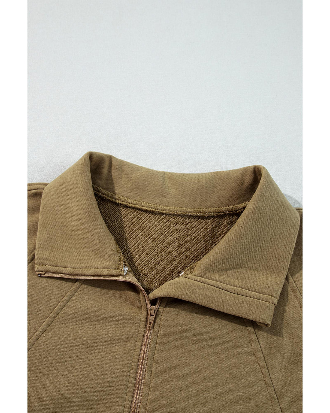 Brown Quarter Zip Stand Neck Kangaroo Pocket Sweatshirt - L