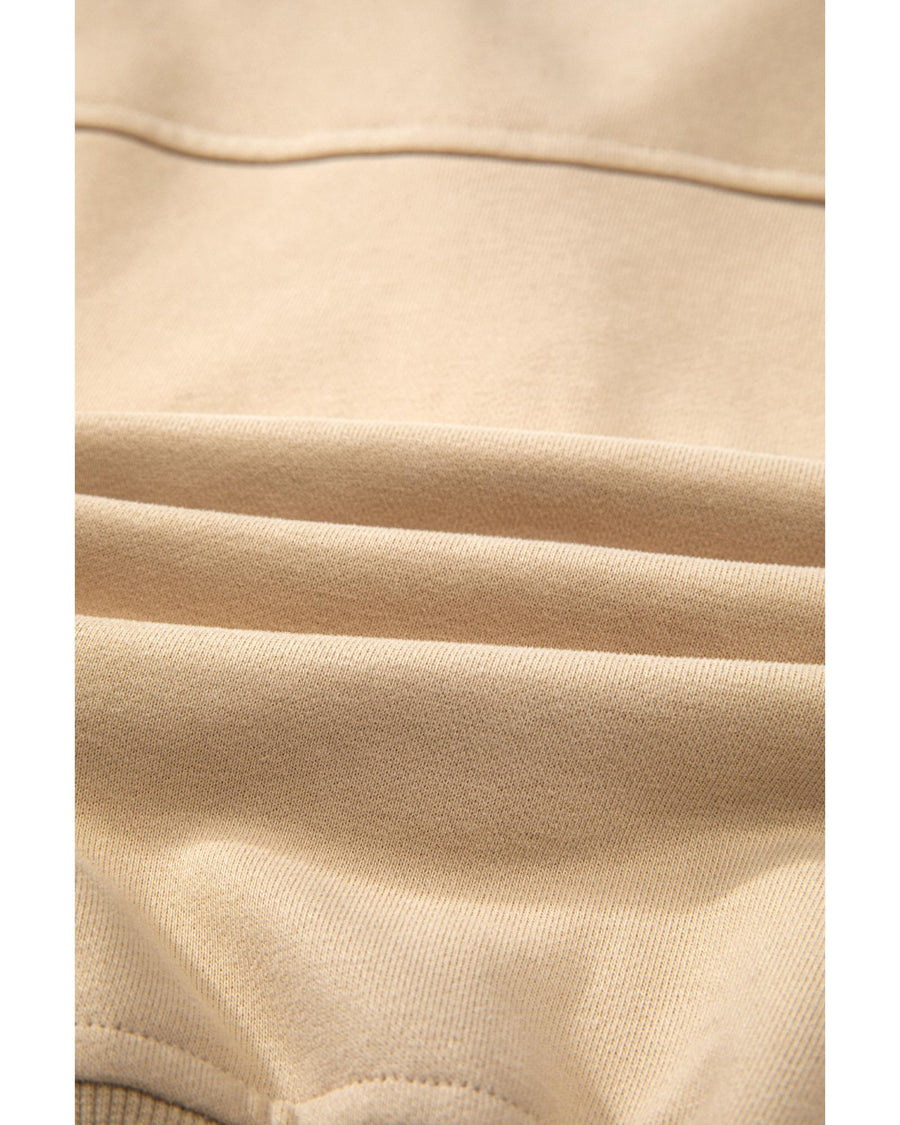 Parchment Quarter Zip Stand Neck Kangaroo Pocket Sweatshirt - M
